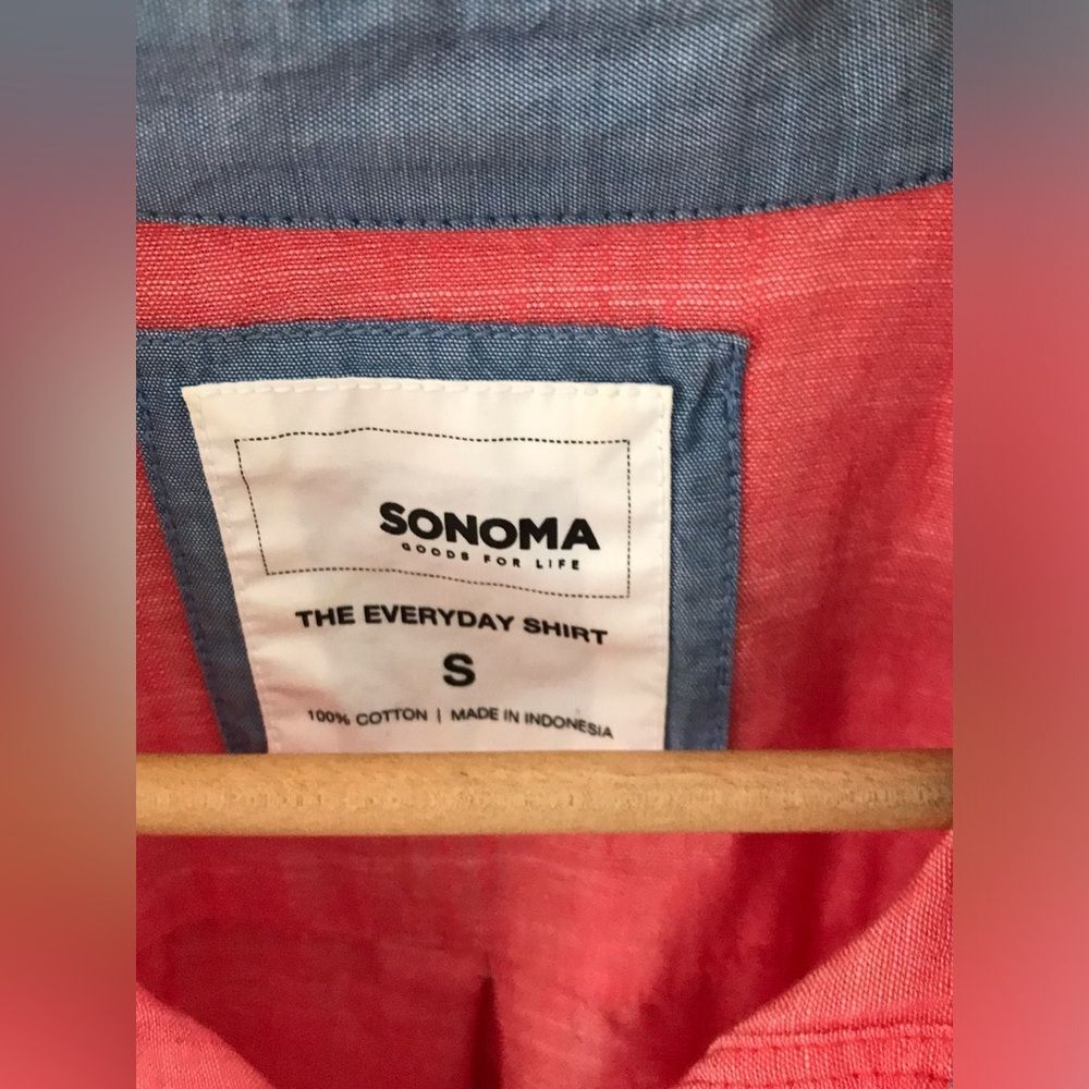Sonoma Everyday Red Collared Henley Cotton Americana Preppy Lightweight Top S - Picture 3 of 4